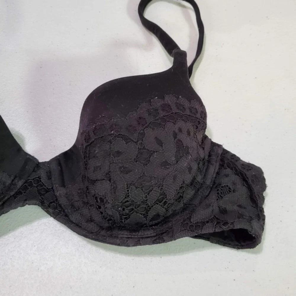 Victoria's Secret Women Bra 34B Black Body by Lined Demi Underwire‎ Lace